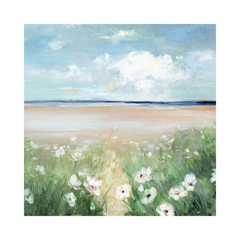 Ocean Wildflowers by Sally Swatland - Wrapped Canvas Painting, 93.98 cm H x 93.98 cm W x 1.91 cm D