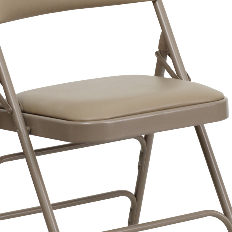 Oliverson Upholstered Metal Folding Event Chairs with Padded Seats, Beige