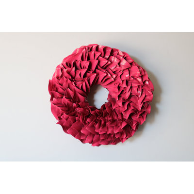  Pinkalicious Lacquer Magnolia Wreath – 27-Inch Bright Pink Lacquered Magnolia Wreath, Bold Decorative Wreath