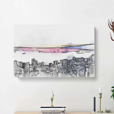 Vancouver Canada Skyline in Abstract - Wrapped Canvas