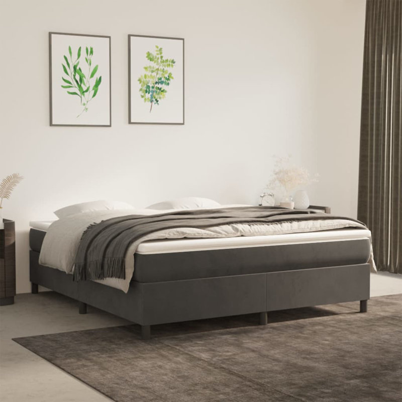 Bed Frame Velvet, Super King (6'), Dark Grey