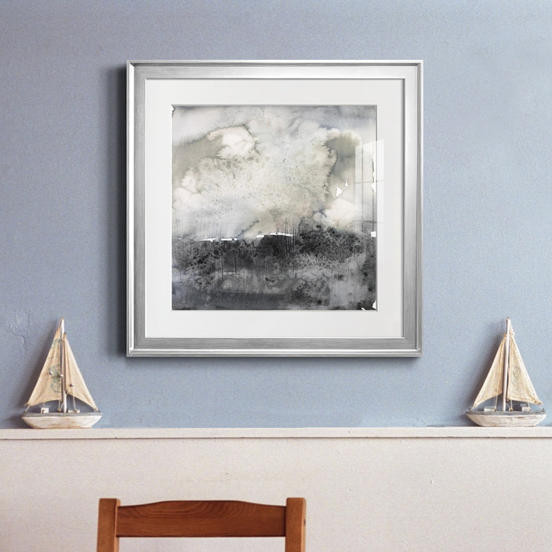Impression encadrée salée «Horizon II» - prête à être accrochée, H 24 po x l 24 po x P 1 po, Cadre argenté