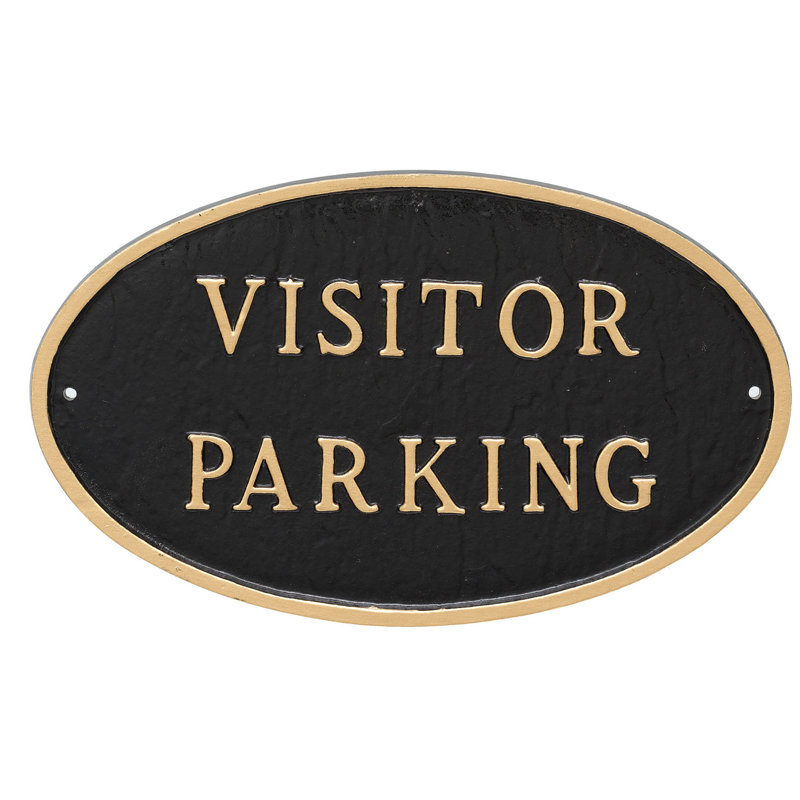 Plaque de jardin de l’état du parking visiteur, Noir / or, H 10 po x l 18 po x P 0,25 po