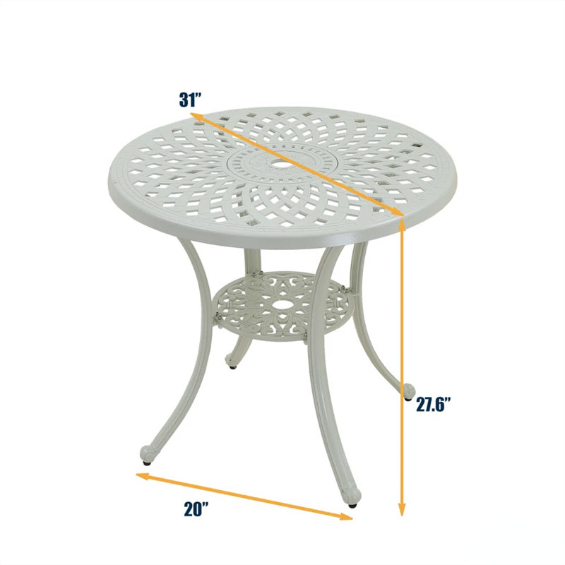 4 - Person Patio Dining Set with Round Table, White