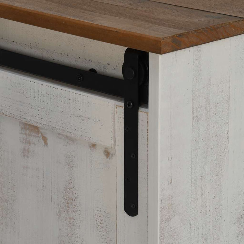 TV Cabinet HALDEN 2 Sliding Doors 150X40x60 Cm Solid Wood, White