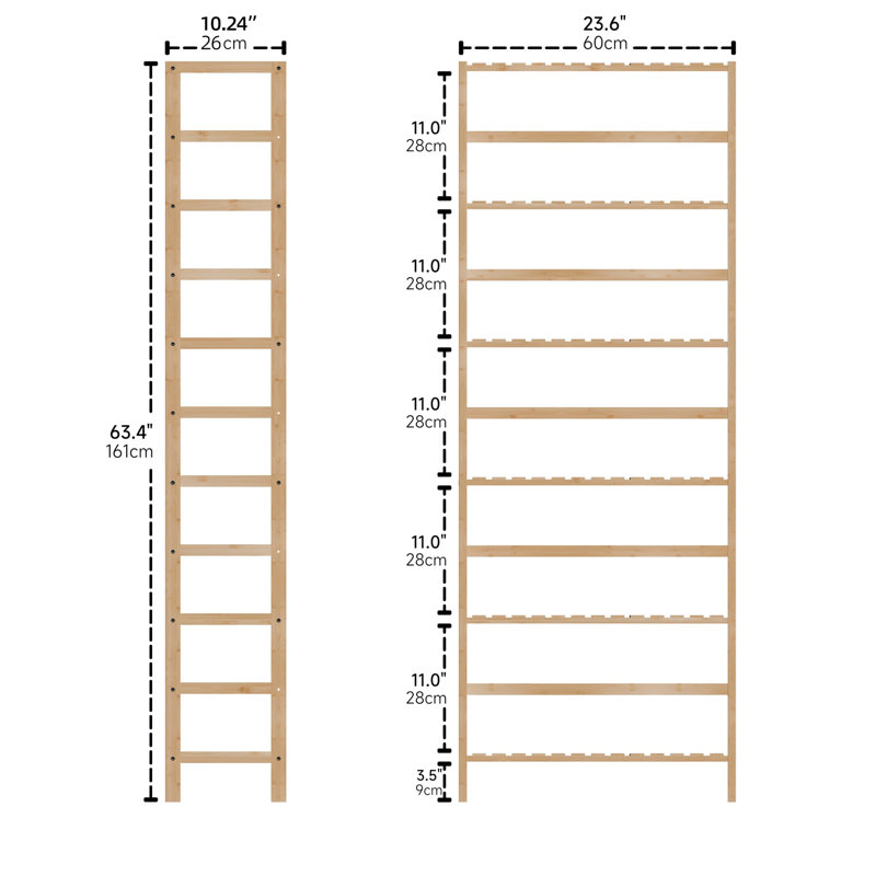 Borreri 161cm H x 60cm W Etagere Bookcase, Natural