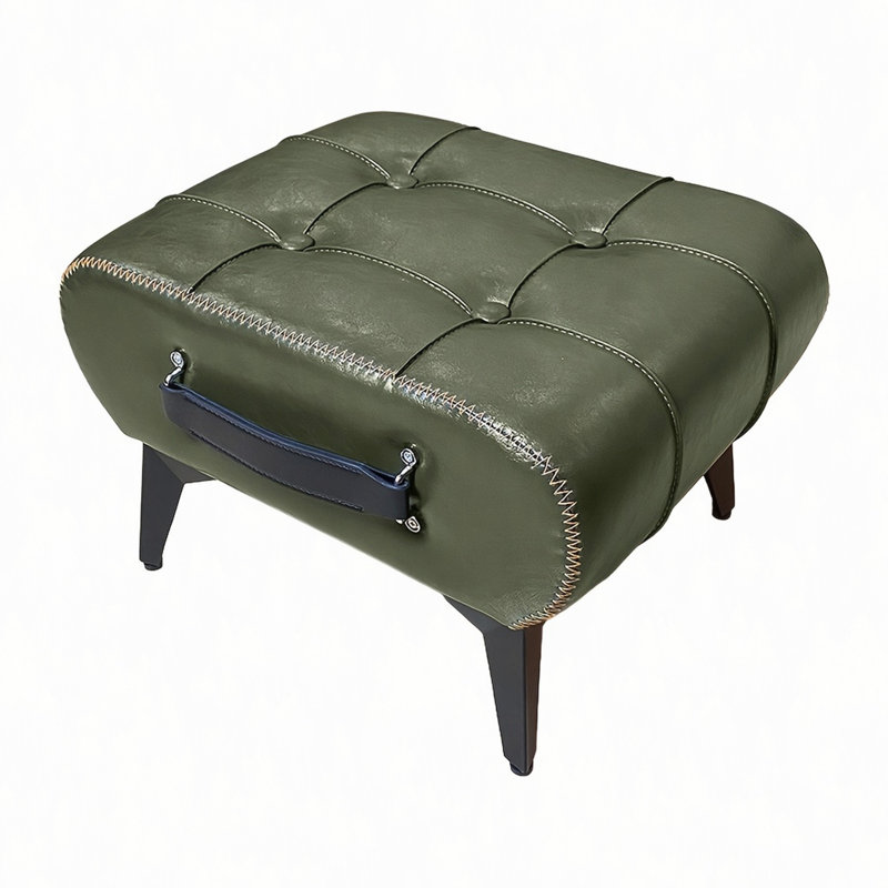 Tabouret en cuir de haute qualité, équipé de poignées portables et de pieds en métal; Repose-pieds carré moderne et minimaliste avec espace de rangement caché, disponible en plusieurs couleurs, convenant au salon