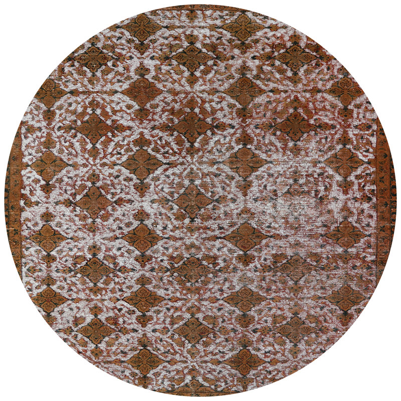 Tapis brun à motif oriental, Rond 3 pi