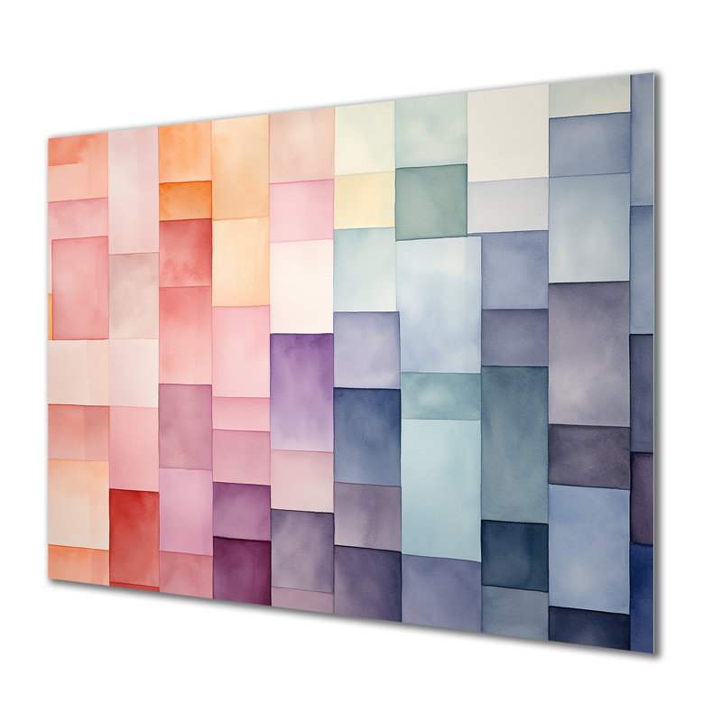 Multicolor Cubes Patterns III - Art mural géométrique en métal, H 12 po x l 20 po x P 1 po