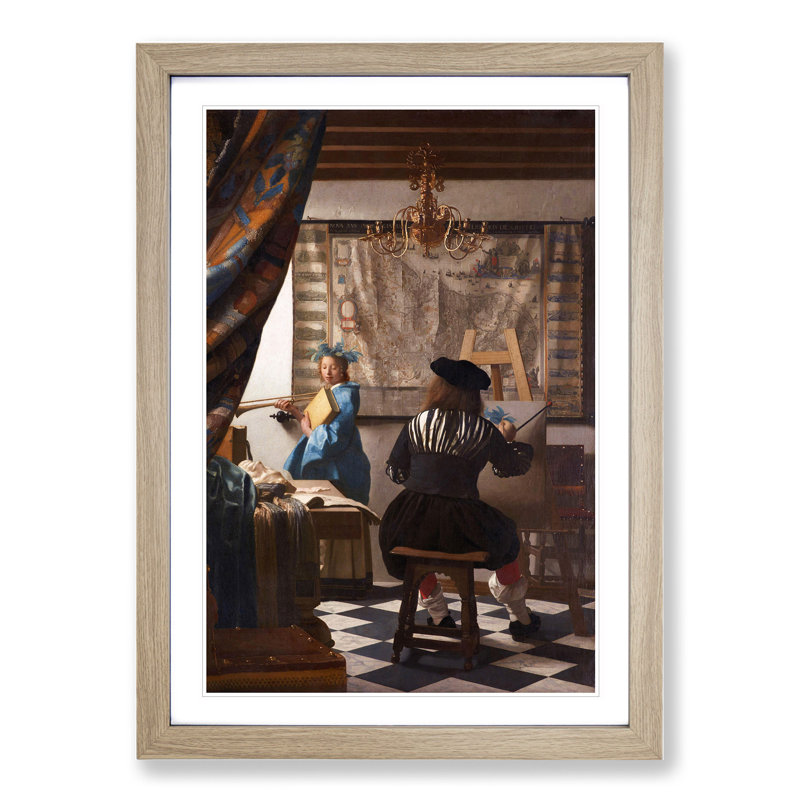 The Art by Johannes Vermeer - Framed Print, Oak, 48cm H x 36cm W x 2cm D