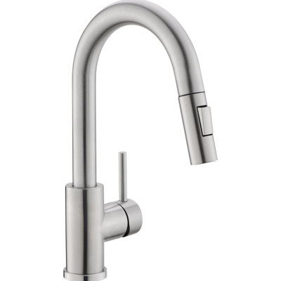 Brushed Nickel Sink Faucet With Pull Down , Classic Style Kitchen And Bathroom Faucet, Ceramic Filler Modern Single Handle Design