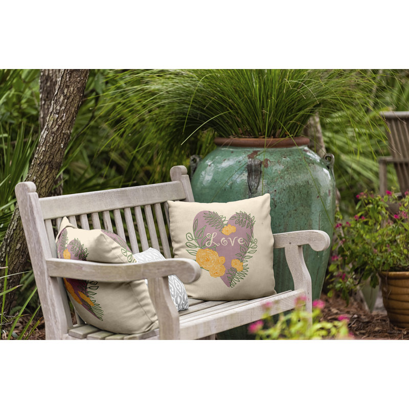 Coussin décoratif floral intérieur / extérieur en polyester, H 20 po x l 20 po, Carré