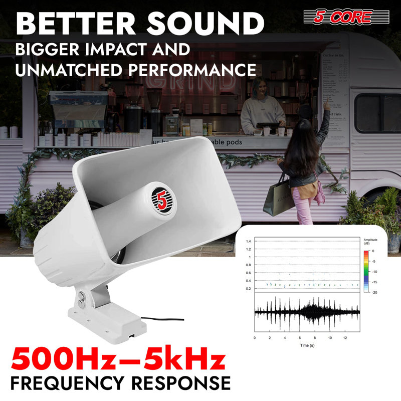 5 haut-parleurs, 8 pouces, klaxon, haut-parleur 250 W, corne de taureau, audio fort, 8 Ohms, utilisation intérieure et extérieure