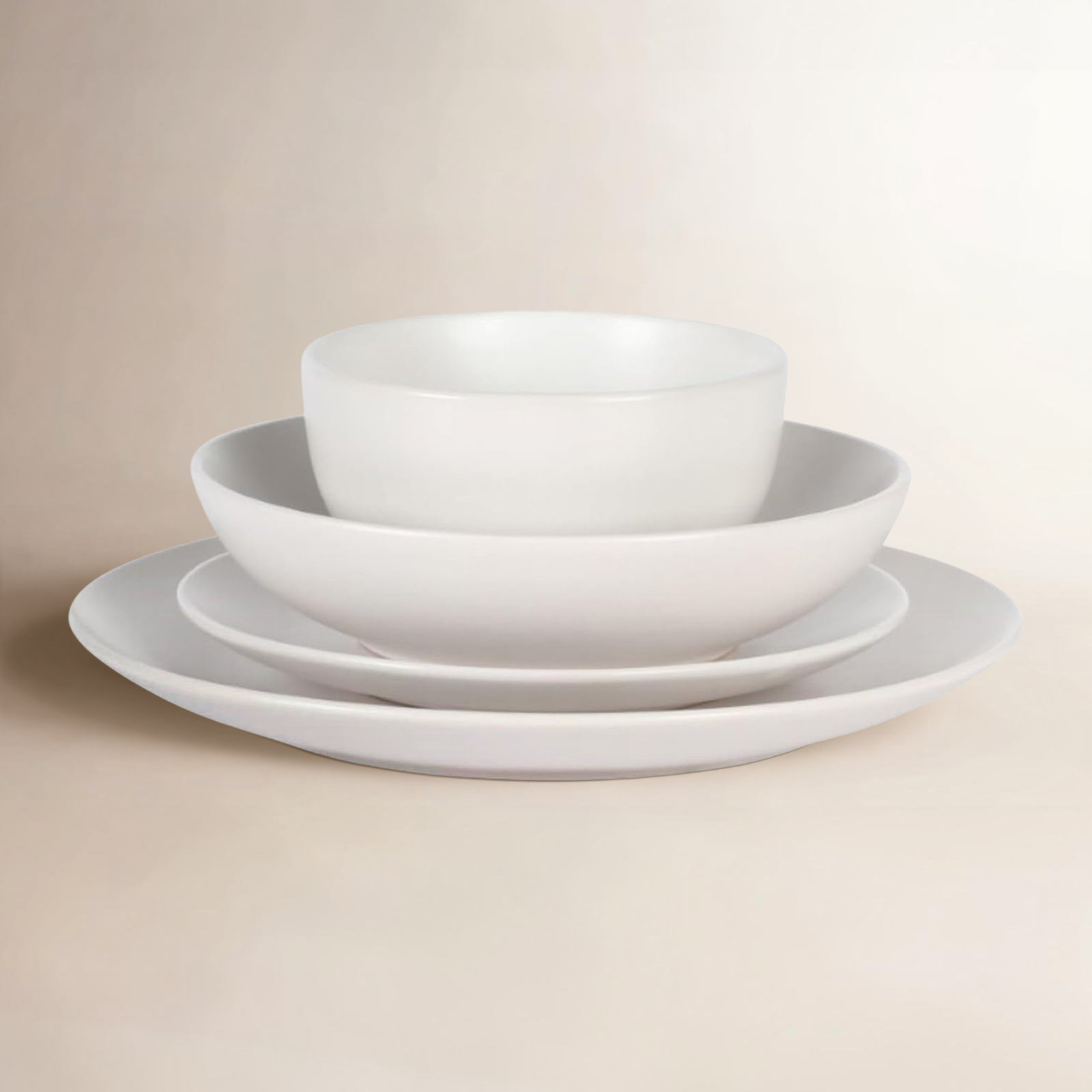 Queenslane Stoneware Dinnerware Set, White