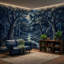 Décoration murale amovible Moonlit Forest Winding Creek Night Landscape-145638498-145638509