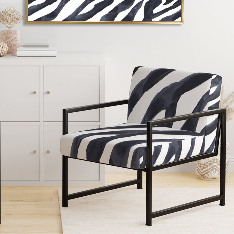 Chaise à accoudoirs rembourrée Zebra, Noir, noir, noir, noir, Noir / blanc