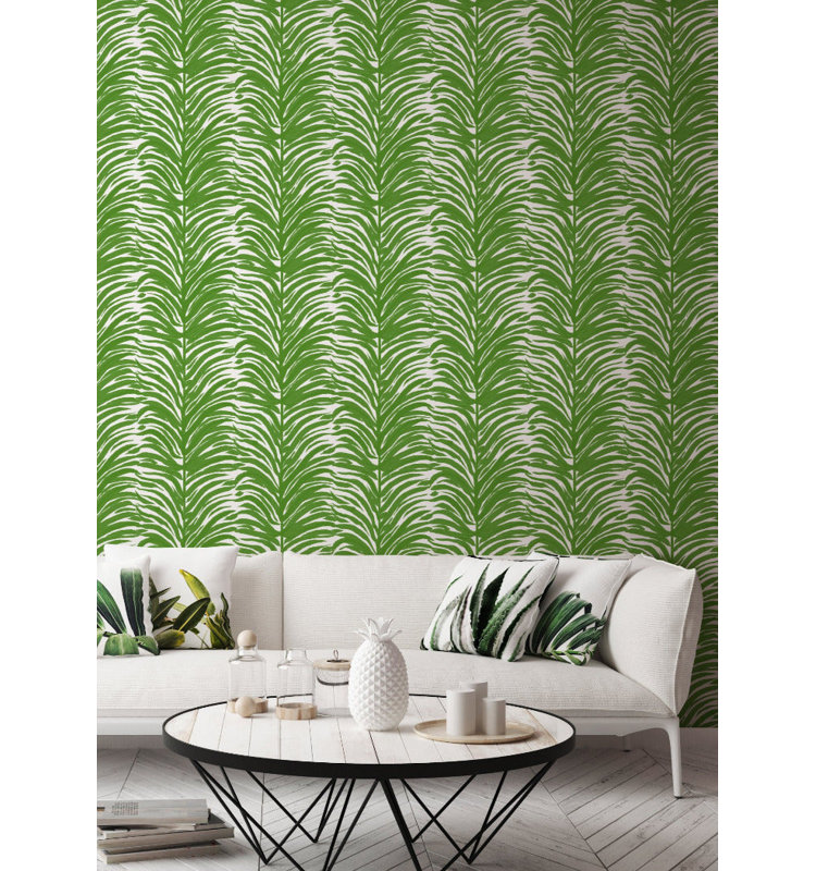 Deco Fern 10' L x 24" W Peel and Stick Wallpaper Roll, Basil, Non-pasted