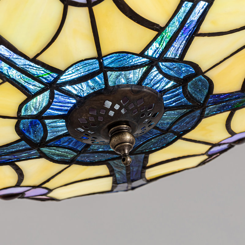 Ventilateur de plafond 36 po à pales rétractables avec lumière DEL et télécommande, ventilateur de vitrail Tiffany, 36"