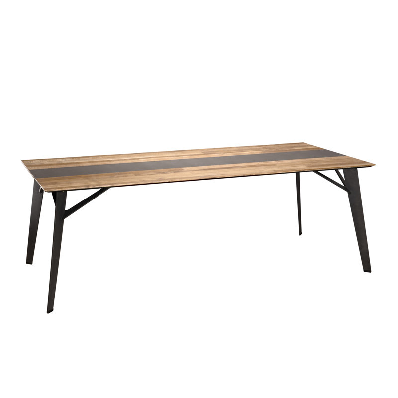 Briones Teak Solid Wood Top Metal Base Dining Table