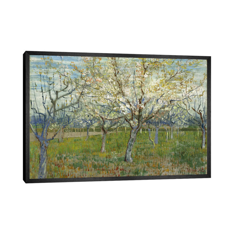 The Pink Orchard by Vincent Van Gogh - Painting on Canvas, Black Framed, 66.04 cm H x 45.72 cm W x 3.175 cm D