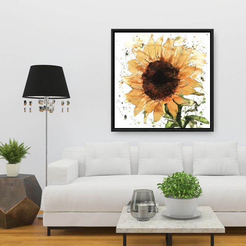 Grand tournesol - Toile encadrée verte illustrative pour la décoration intérieure