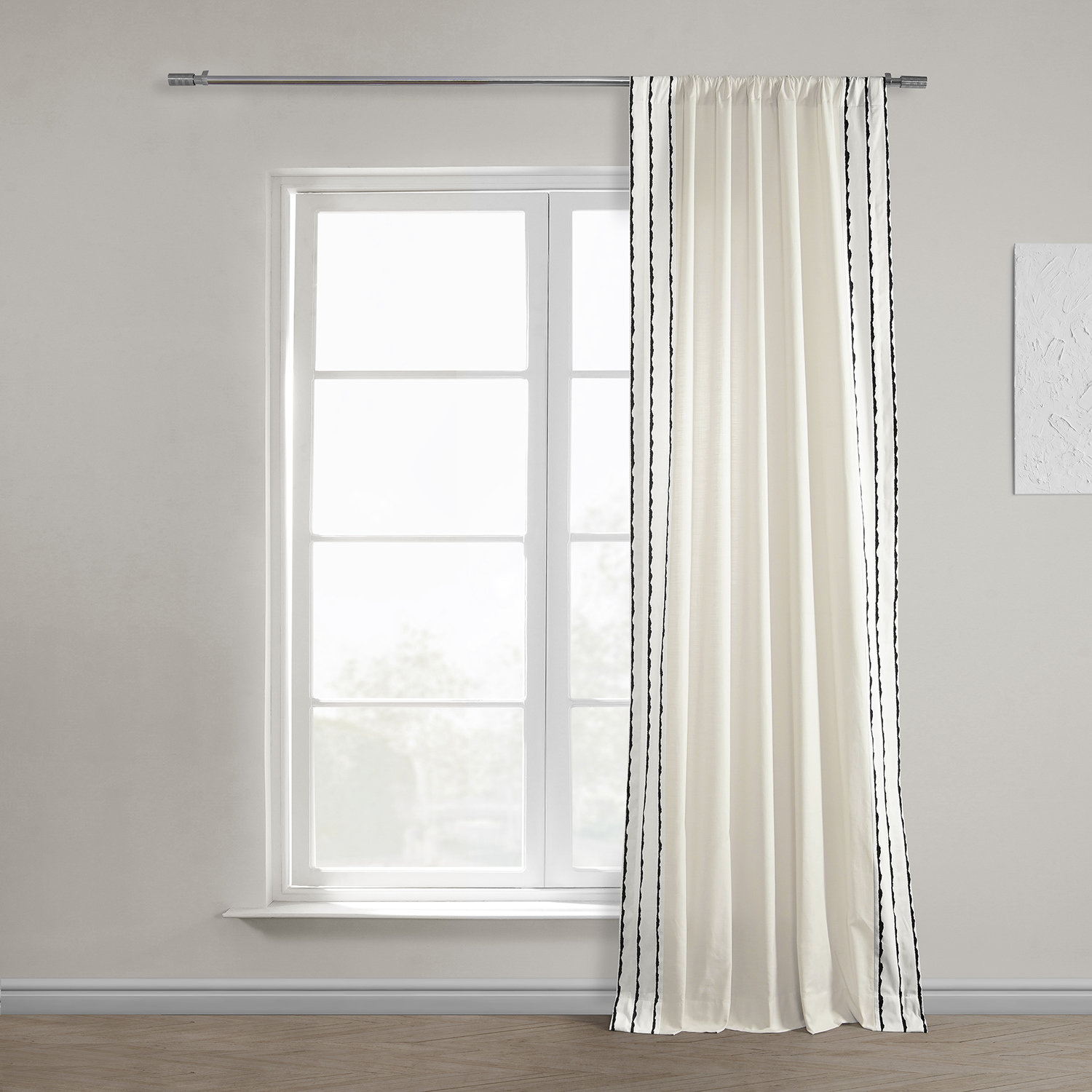 Cotton Window Valance / Solid White Valance with Grey Borders on sale / Trimmed Curtain / Custom Valance / Curtain