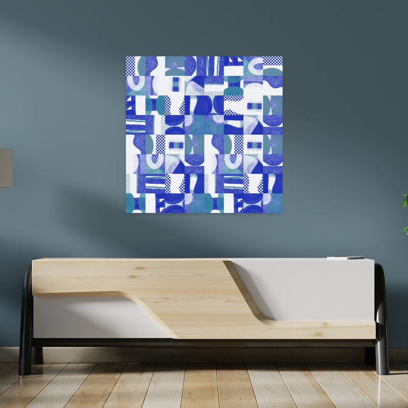 Art contemporain abstrait géométrique contemporain, H 36 po x l 36 po