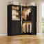 Armoire de rangement d'angle pour garde-manger de coin avec 4 tiroirs, tablettes ouvertes et tringles de suspension, système d'organisation de nourriture modulaire 2 pièces-129191603