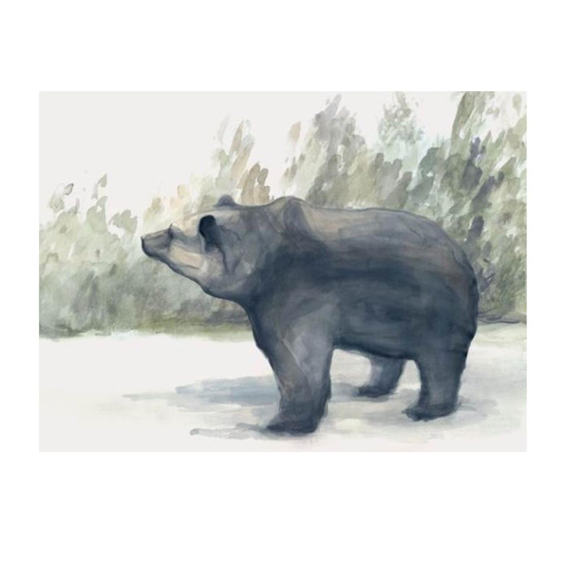 «Black Bear Forest II» par D'Alessandro Léon - peinture sur toile tendue, Image au pinceau gel, H 40 po x l 54 po