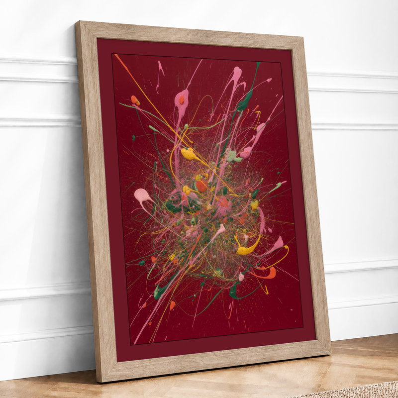 Fractured Energy Abstract - Framed Print, Oak, A3 - 42.0 x 29.7 cm