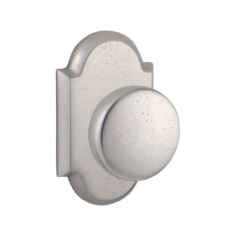 Rustic Privacy Door Knob with Rustic Arch Rose, White Bronze