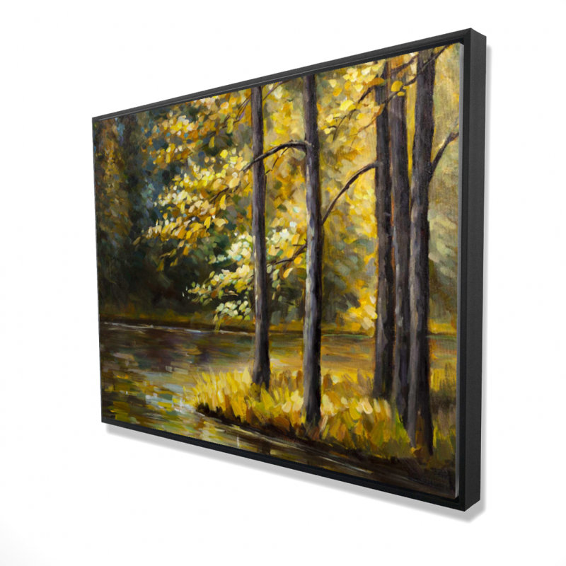 Paysage d'automne par l'eau, reproduction sur toile
