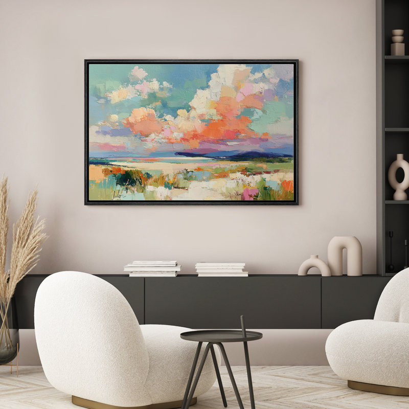 Impression de paysage mural coloré de paysage nuageux pour le salon chambre à coucher, reproduction d'art sur toile encadrée