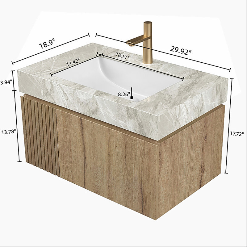 Meuble-lavabo de salle de bain avec lavabo, armoire de rangement murale avec tiroir de rangement
