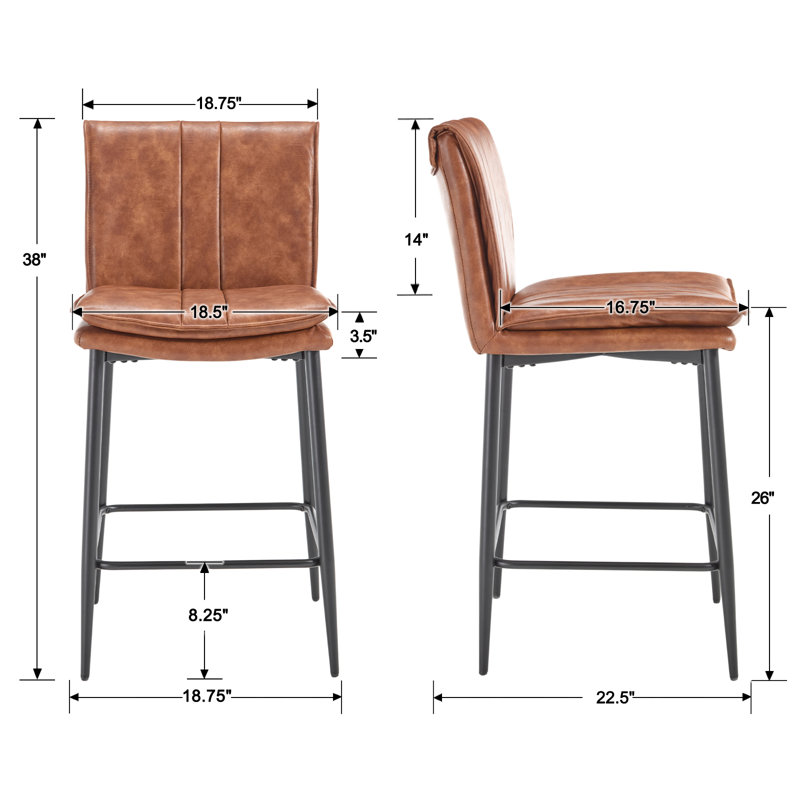 Modern Upholstered Counter Stool With Backrest, With Pedals,With Metal Frame, Counter Height Bar Stool For Kitchen Island,Coffee Bar.