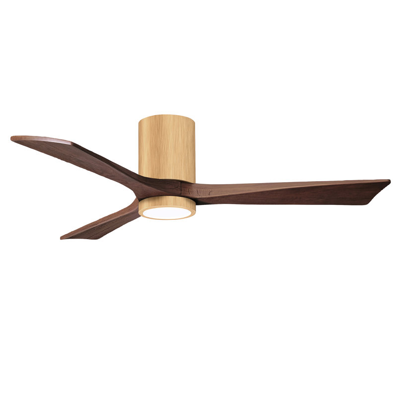 Olivier à 3 pales DEL standard avec ventilateur de plafond et ensemble d'éclairage inclus, Noyer, Érable clair, 52"