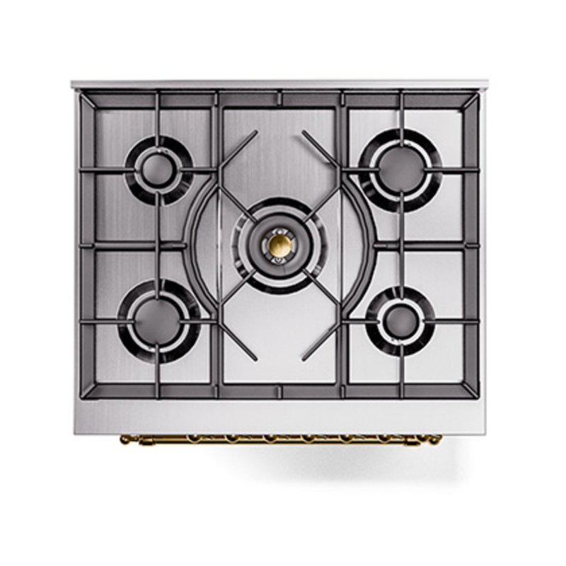 ILVE Nostalgie II Noblesse 30 in Dual Fuel Range, Antique White/Brass, Natural Gas
