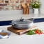 Tower T81285 Cerastone Forged Aluminium Low Casserole Pot with Ceramic Non-Stick Coating, Tempered Glass Lid, 30 cm, Graphite