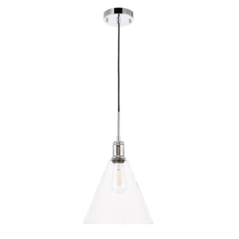 Luminaire suspendu conique à 1 lumière Sturm, H 12,3 po x l 10 po x p 10 po, Chrome