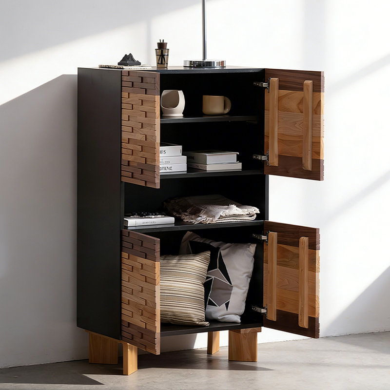 Modern Walnut Solid Wood Accent Cabinet