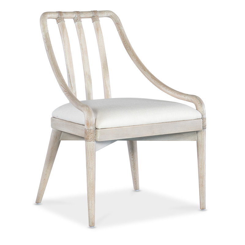 Cream Linen Upholstered Slat Back Side Chair