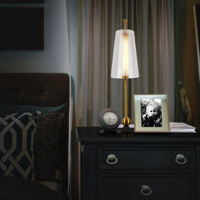Toscana 20-in Height Integrated LED ETL Certified Table Lamp with Glass Shade