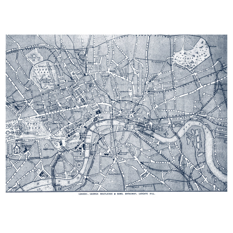 London City England Navy Map - No Frame Art Prints