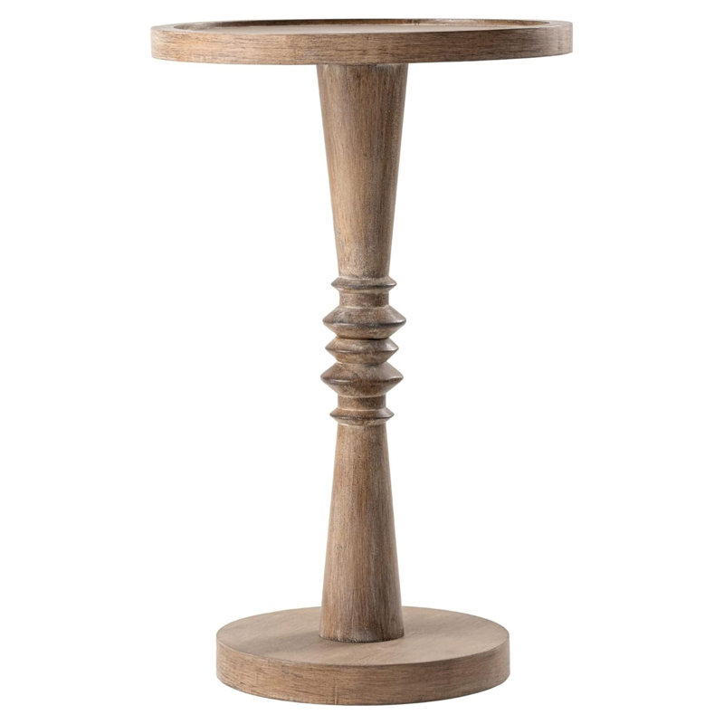  Pedestal Tray Top End Table for Holding Drinks, Lamps or Plants, Brown