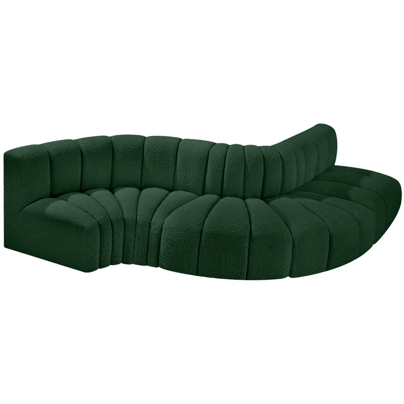 Canapé et méridienne Hiu, Tissu bouclé vert