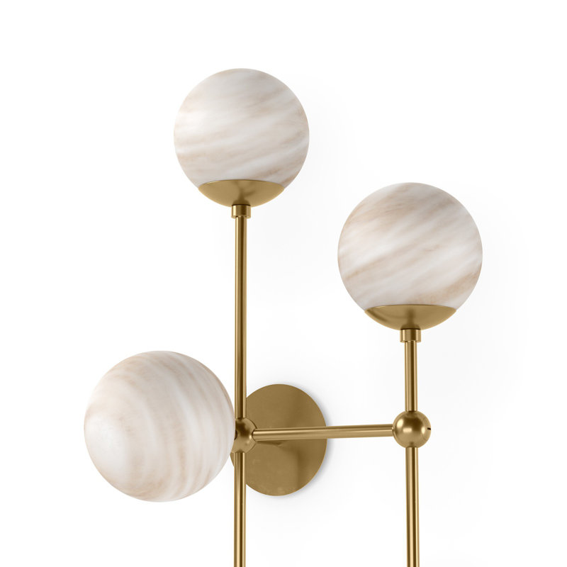 Armstrong 4 - Light Armed Sconce, Burnished Brass, Marbled Matte, Right