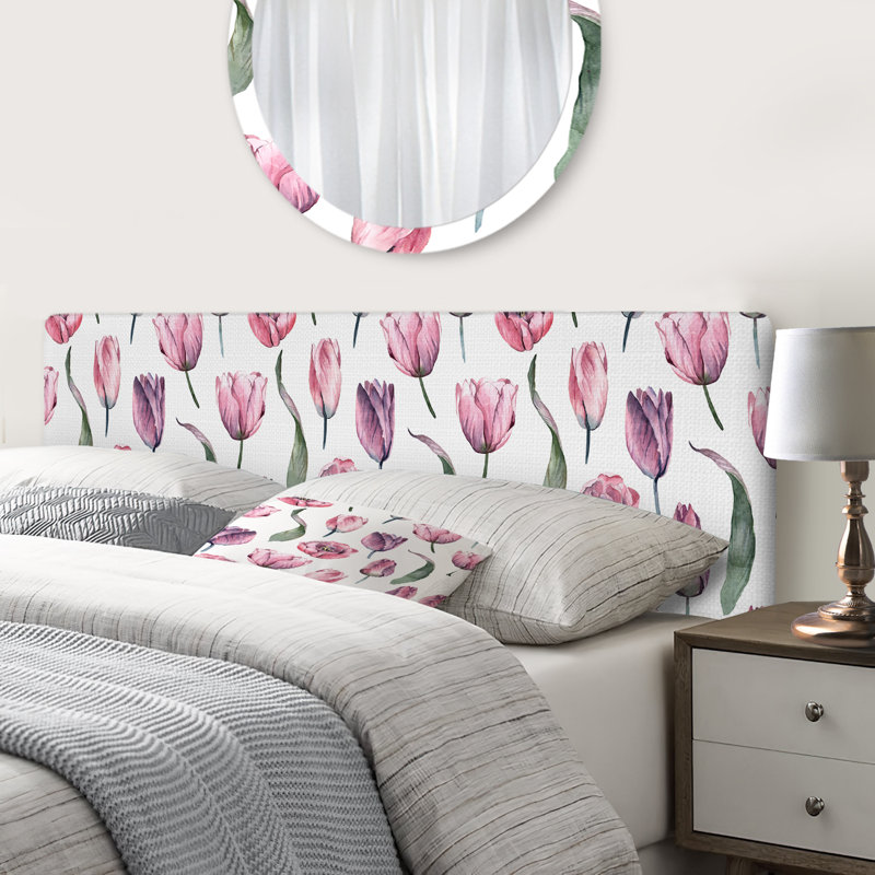 Naples Upholstered Panel Headboard, Queen, Red/Purple/Pink