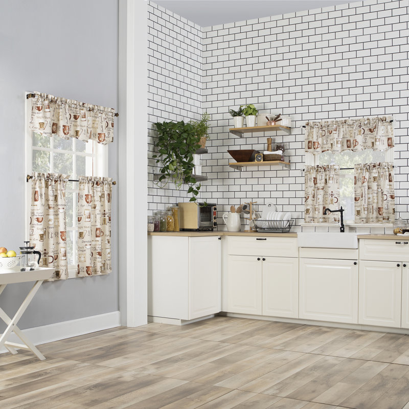 Debrah Coffee Shop Semi-Sheer Rod Pocket Kitchen Curtain Valance