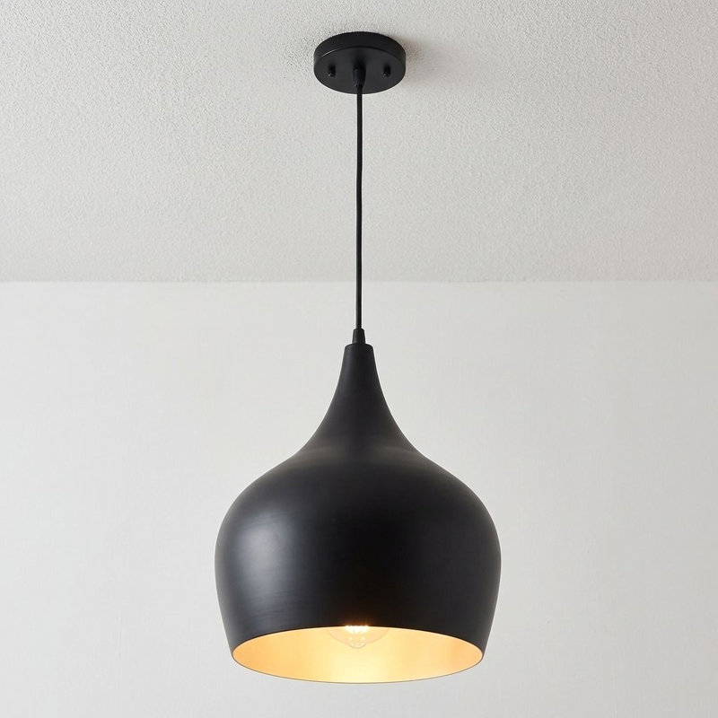 Venegas 1-Light Single Bell Pendant in Black, Black