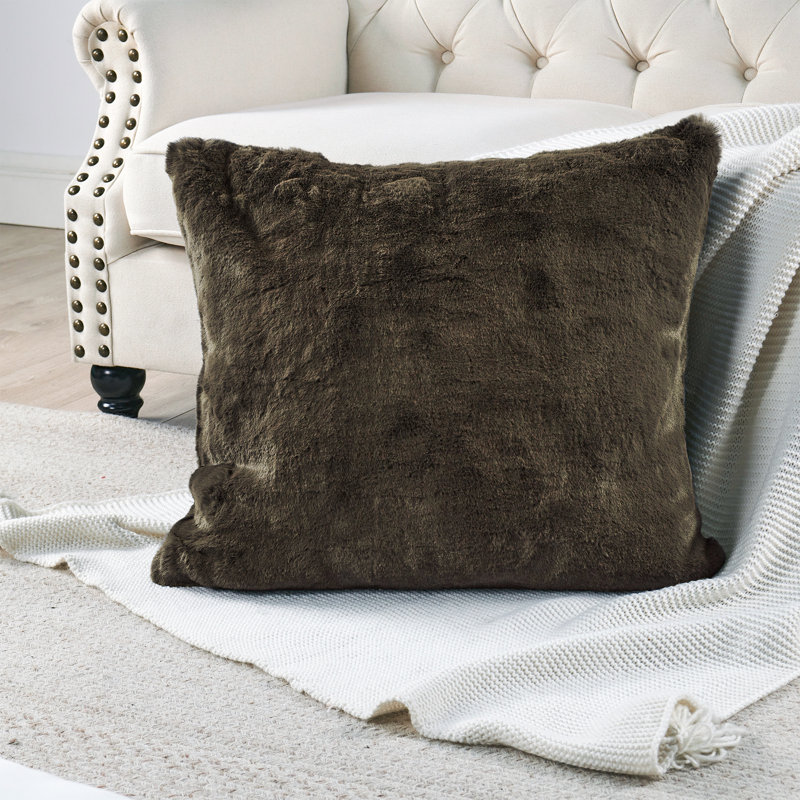 Housse de coussin lourd en fausse fourrure, H 26 pi x l 26 pi, Chocolat